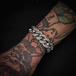 19mm Iced Out Cuban Link Armband Weißgold